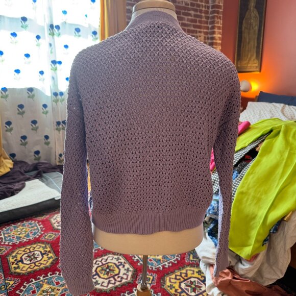 Madewell Knit Crochet Cardigan Lavender Purple Cozy Oversized Slouchy Sweater - Picture 4 of 4